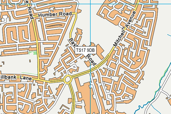 TS17 9DB map - OS VectorMap District (Ordnance Survey)