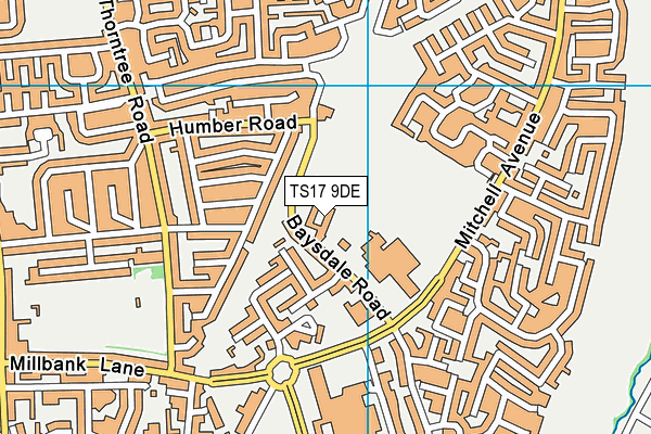 TS17 9DE map - OS VectorMap District (Ordnance Survey)