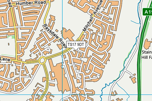 TS17 9DT map - OS VectorMap District (Ordnance Survey)