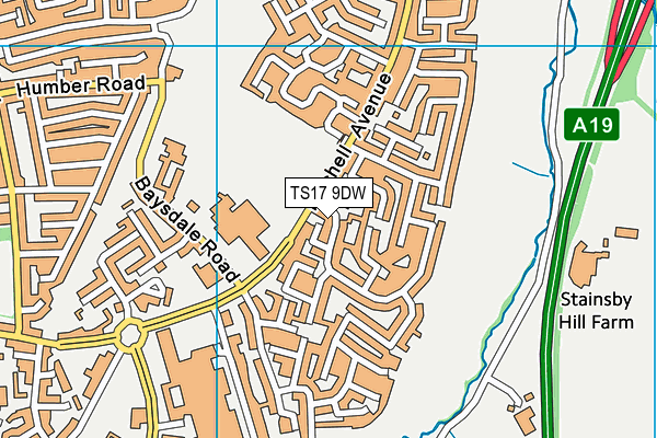TS17 9DW map - OS VectorMap District (Ordnance Survey)