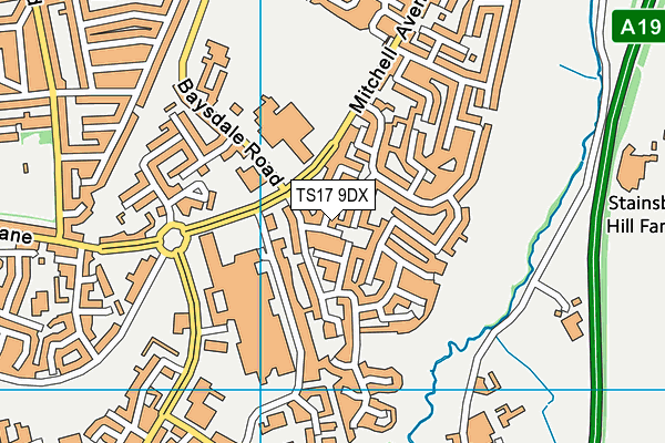 TS17 9DX map - OS VectorMap District (Ordnance Survey)