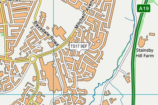 TS17 9EF map - OS VectorMap District (Ordnance Survey)