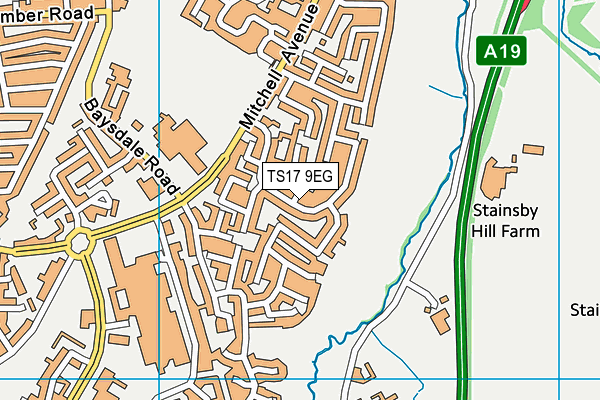 TS17 9EG map - OS VectorMap District (Ordnance Survey)
