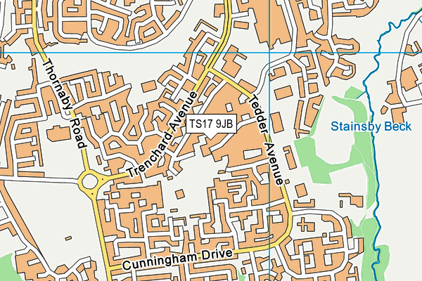 TS17 9JB map - OS VectorMap District (Ordnance Survey)