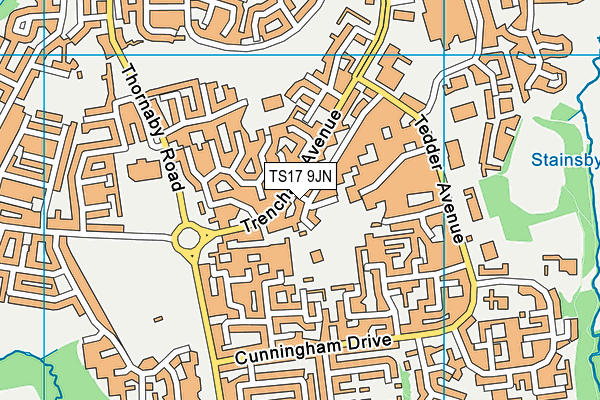 TS17 9JN map - OS VectorMap District (Ordnance Survey)