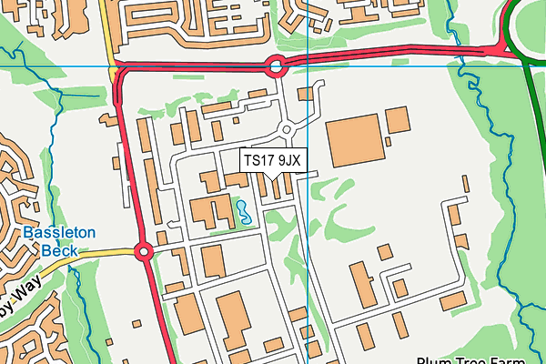 TS17 9JX map - OS VectorMap District (Ordnance Survey)
