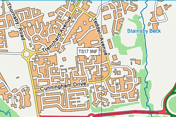 TS17 9NF map - OS VectorMap District (Ordnance Survey)