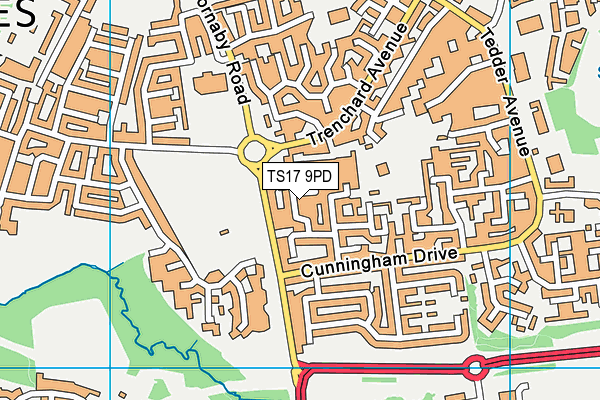TS17 9PD map - OS VectorMap District (Ordnance Survey)