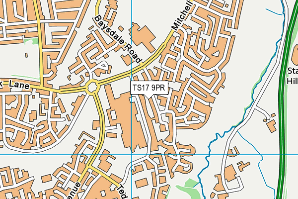 TS17 9PR map - OS VectorMap District (Ordnance Survey)