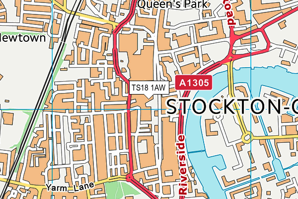 TS18 1AW map - OS VectorMap District (Ordnance Survey)