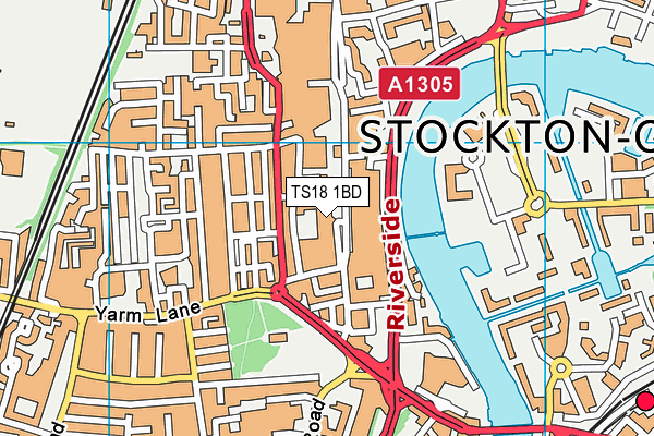 TS18 1BD map - OS VectorMap District (Ordnance Survey)