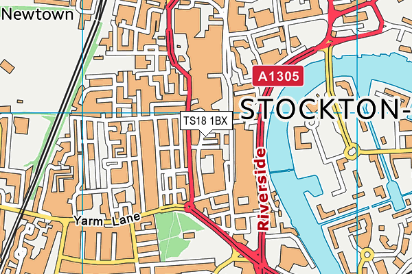 TS18 1BX map - OS VectorMap District (Ordnance Survey)