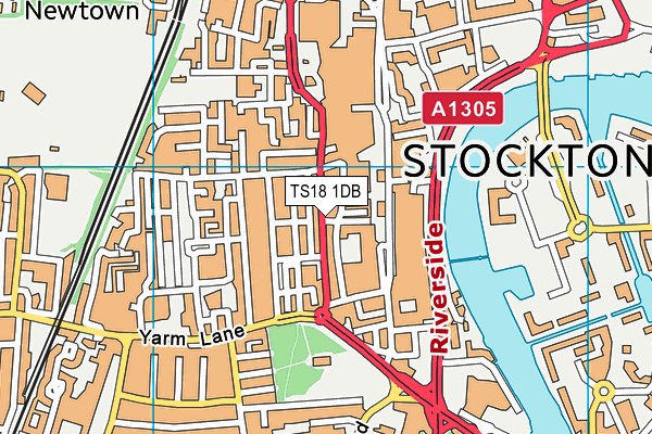 TS18 1DB map - OS VectorMap District (Ordnance Survey)