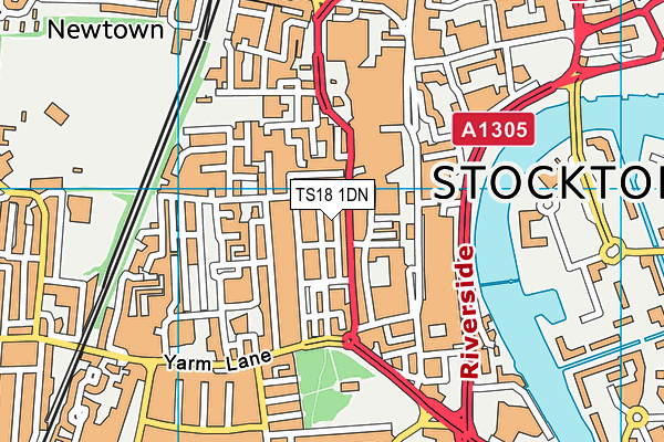 TS18 1DN map - OS VectorMap District (Ordnance Survey)