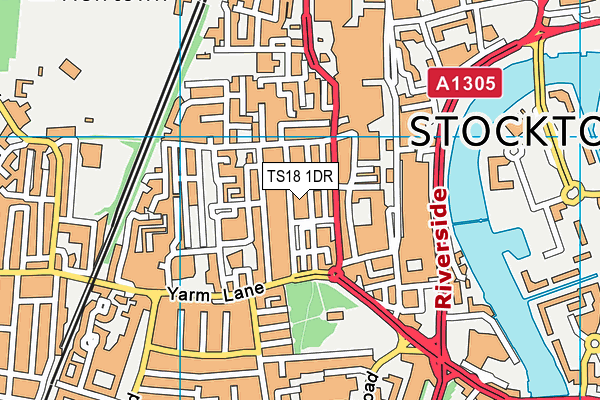 TS18 1DR map - OS VectorMap District (Ordnance Survey)