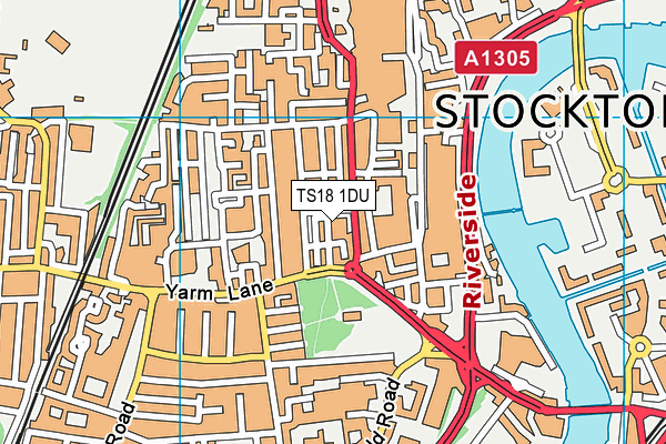 TS18 1DU map - OS VectorMap District (Ordnance Survey)