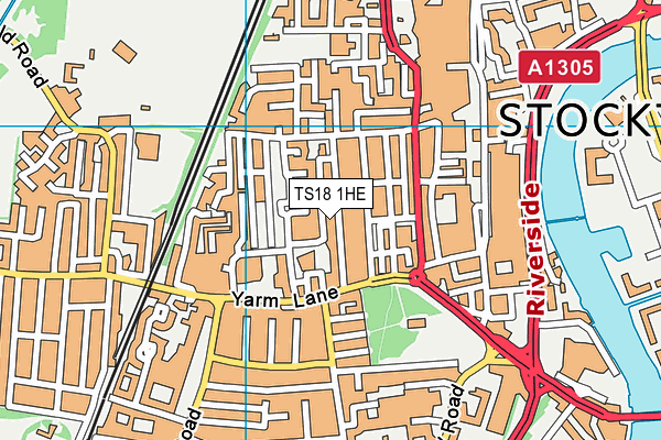 TS18 1HE map - OS VectorMap District (Ordnance Survey)