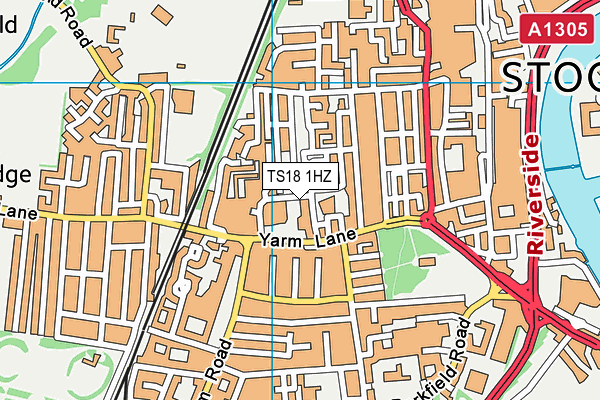 TS18 1HZ map - OS VectorMap District (Ordnance Survey)