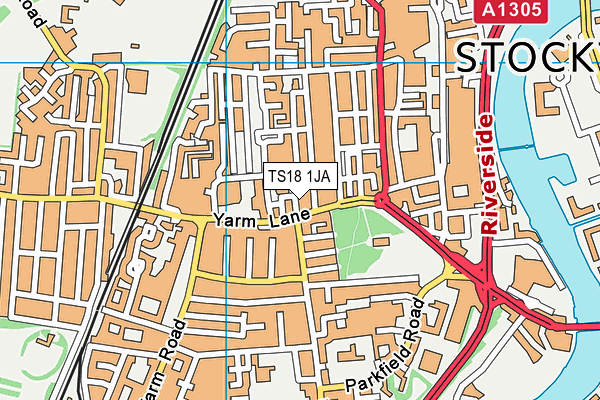 TS18 1JA map - OS VectorMap District (Ordnance Survey)