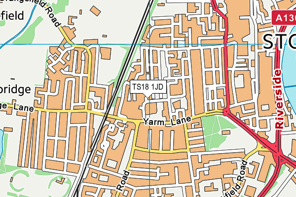 TS18 1JD map - OS VectorMap District (Ordnance Survey)