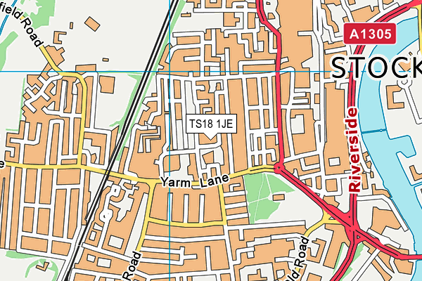 TS18 1JE map - OS VectorMap District (Ordnance Survey)