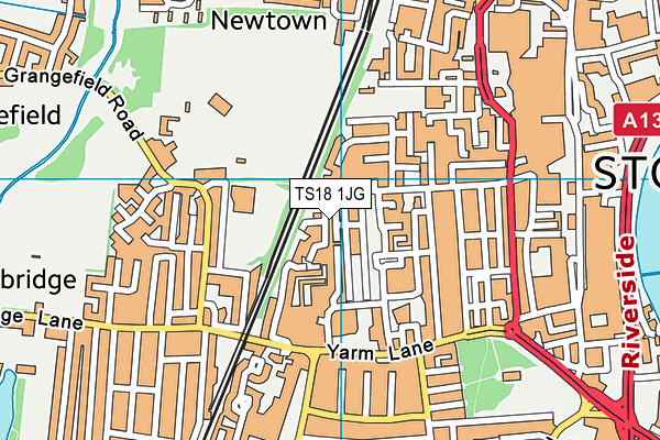 TS18 1JG map - OS VectorMap District (Ordnance Survey)