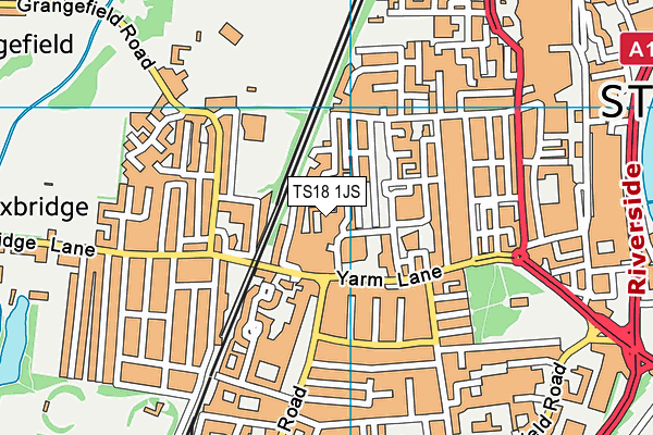 TS18 1JS map - OS VectorMap District (Ordnance Survey)