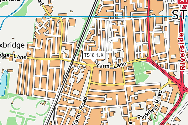 TS18 1JX map - OS VectorMap District (Ordnance Survey)