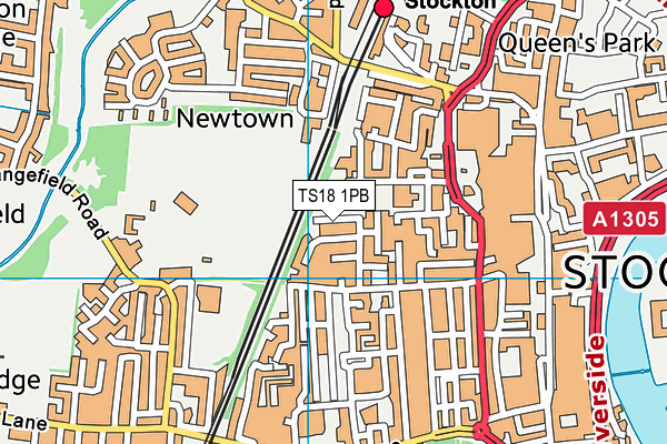 TS18 1PB map - OS VectorMap District (Ordnance Survey)