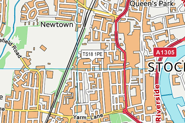 TS18 1PE map - OS VectorMap District (Ordnance Survey)