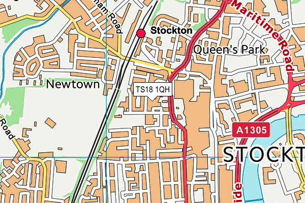 TS18 1QH map - OS VectorMap District (Ordnance Survey)