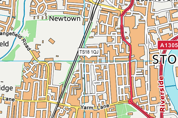 TS18 1QJ map - OS VectorMap District (Ordnance Survey)