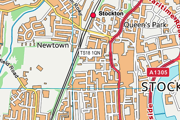 TS18 1QN map - OS VectorMap District (Ordnance Survey)