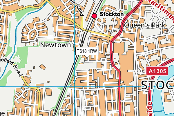 TS18 1RW map - OS VectorMap District (Ordnance Survey)