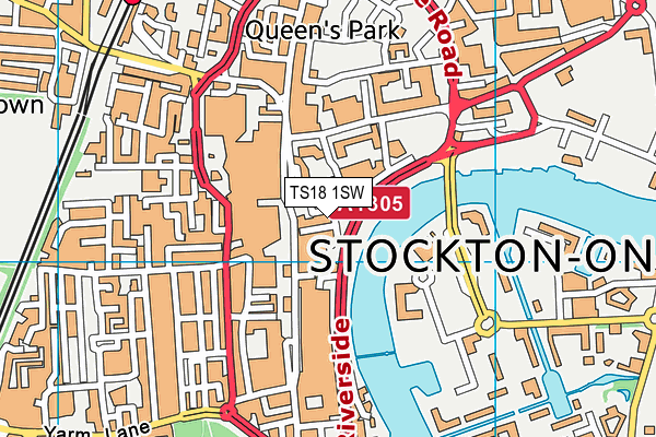 TS18 1SW map - OS VectorMap District (Ordnance Survey)