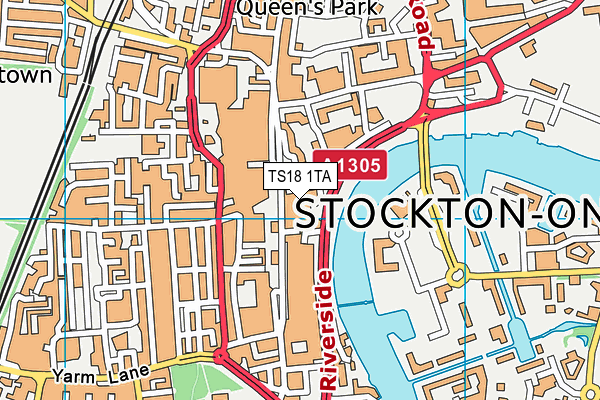 TS18 1TA map - OS VectorMap District (Ordnance Survey)