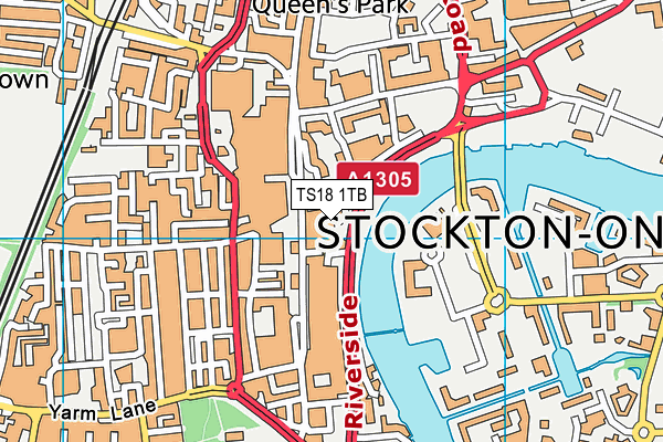 TS18 1TB map - OS VectorMap District (Ordnance Survey)