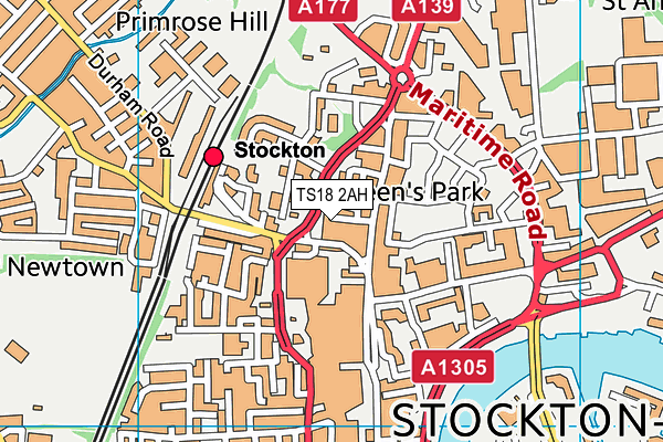 TS18 2AH map - OS VectorMap District (Ordnance Survey)