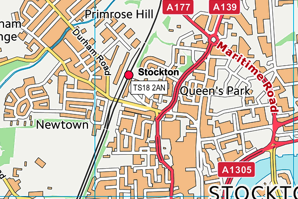 TS18 2AN map - OS VectorMap District (Ordnance Survey)