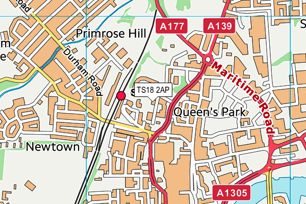 TS18 2AP map - OS VectorMap District (Ordnance Survey)