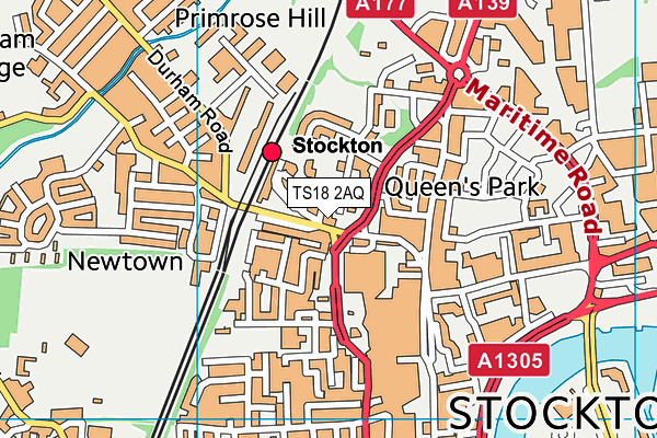 TS18 2AQ map - OS VectorMap District (Ordnance Survey)