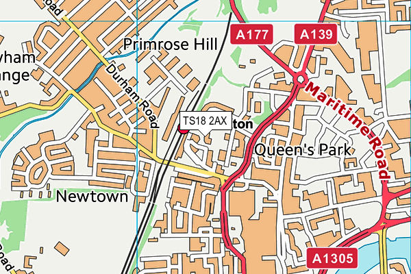 TS18 2AX map - OS VectorMap District (Ordnance Survey)