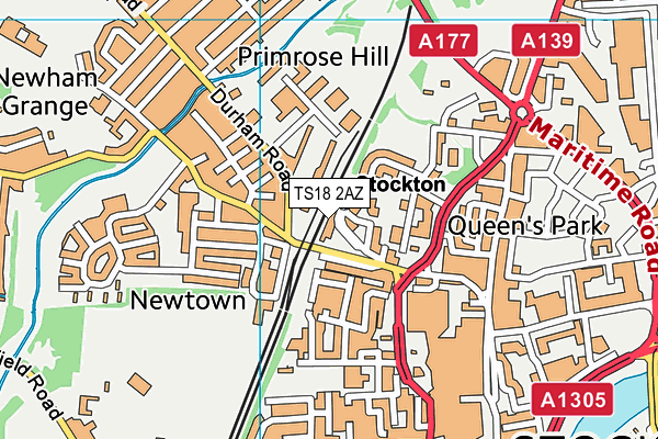 TS18 2AZ map - OS VectorMap District (Ordnance Survey)