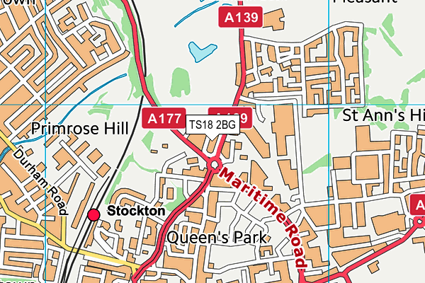 TS18 2BG map - OS VectorMap District (Ordnance Survey)