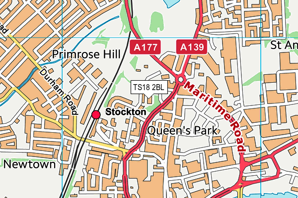 TS18 2BL map - OS VectorMap District (Ordnance Survey)