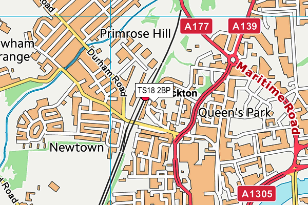 TS18 2BP map - OS VectorMap District (Ordnance Survey)