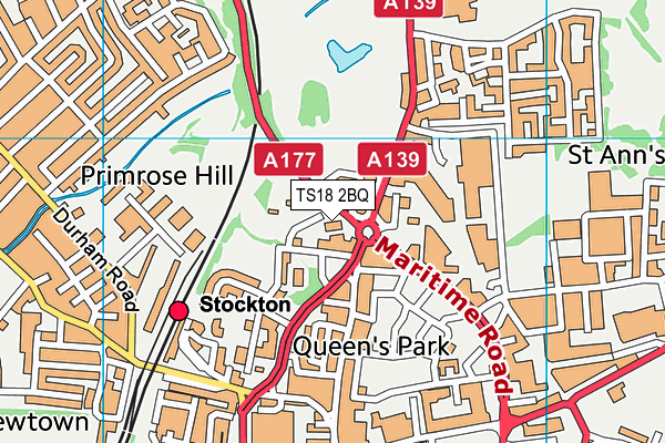 TS18 2BQ map - OS VectorMap District (Ordnance Survey)