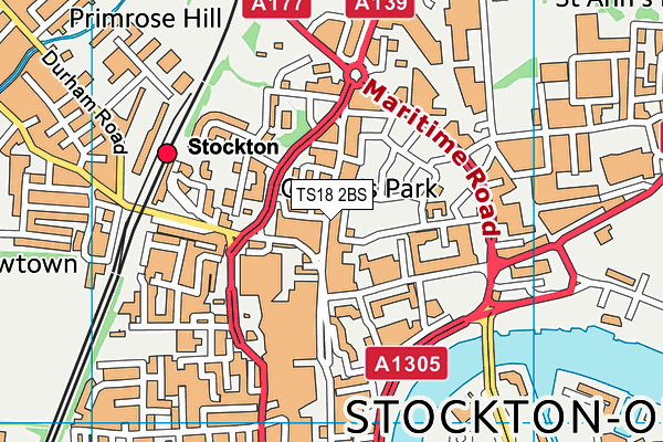 TS18 2BS map - OS VectorMap District (Ordnance Survey)