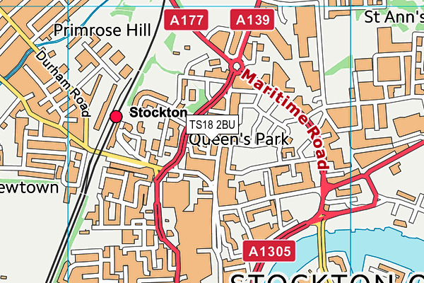 TS18 2BU map - OS VectorMap District (Ordnance Survey)