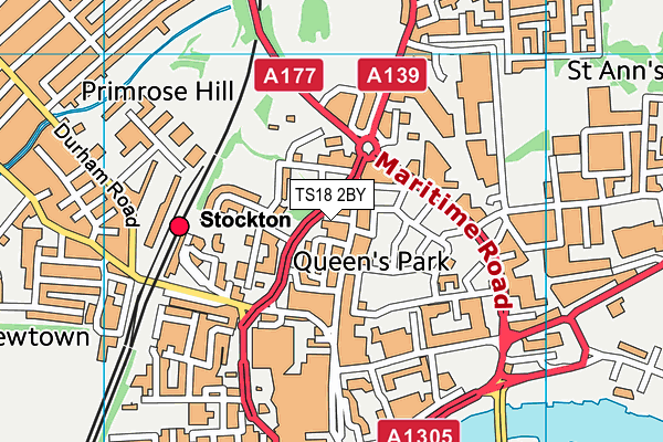 TS18 2BY map - OS VectorMap District (Ordnance Survey)